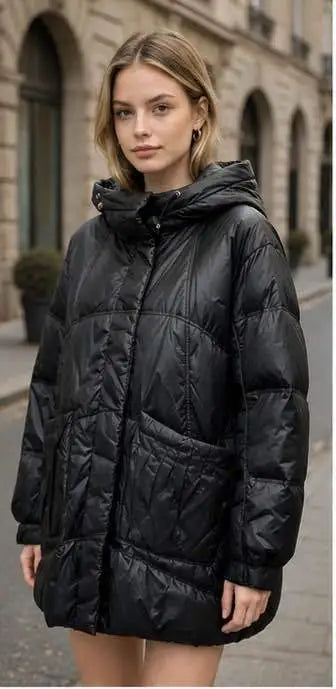 Piumino Donna Nero Essenziale in Piuma d’Anatra