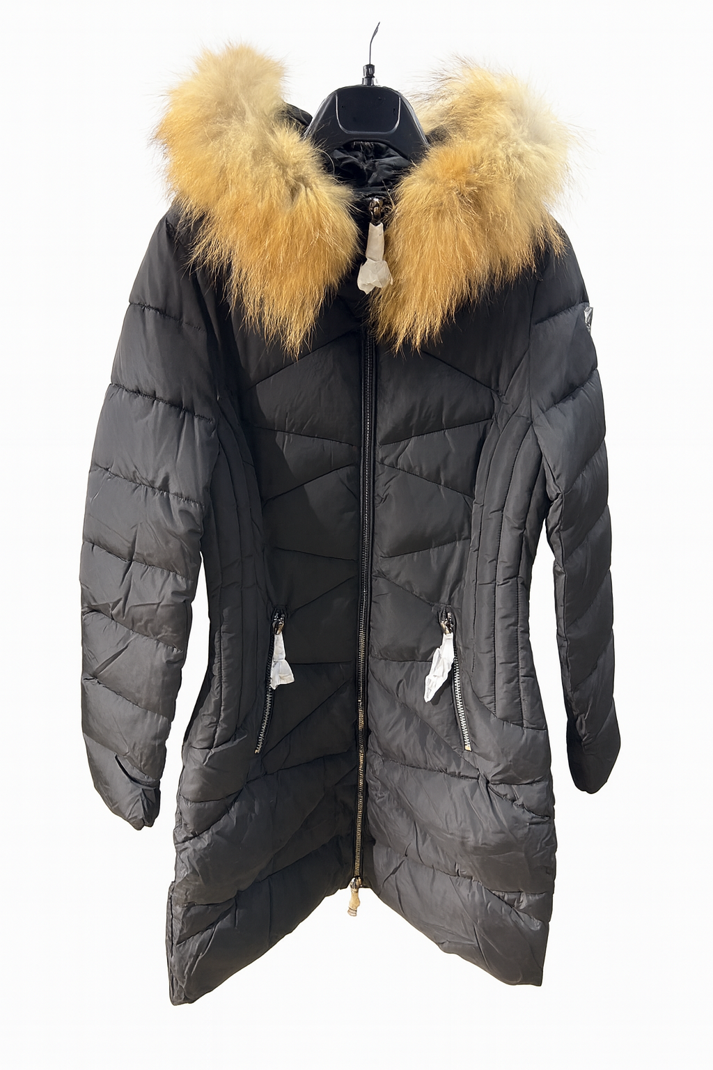 Piumino donna con cappuccio e bordo in pelliccia – Sunnyday