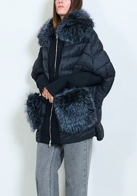 Women's down jacket with faux fur collar