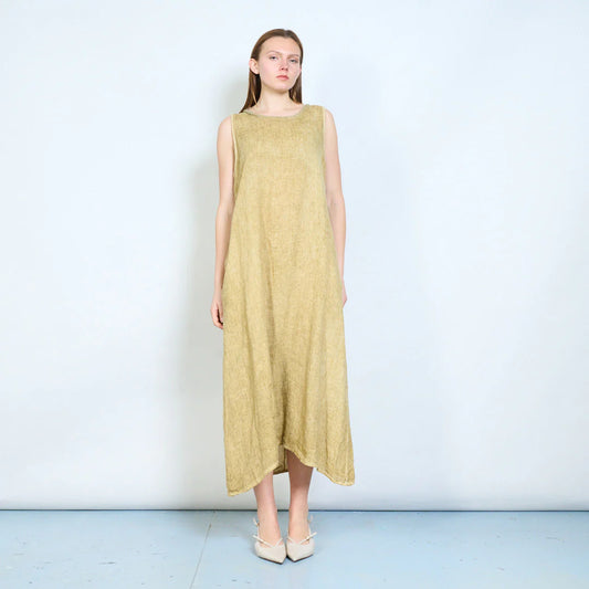 Abito lungo donna senza maniche con linea fluida