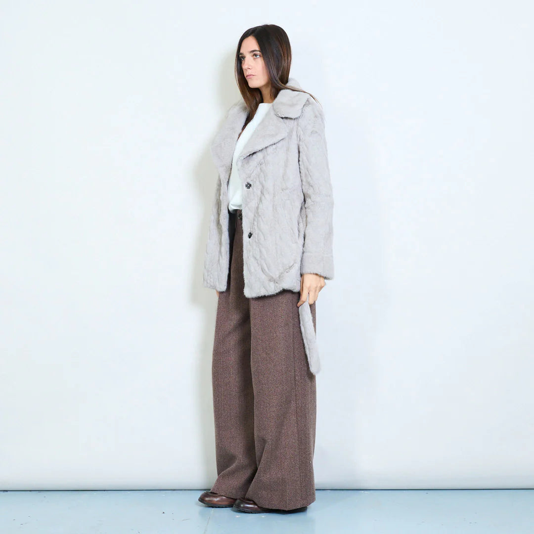 Women's Short Faux Fur Coat with Belt – Sunnyday