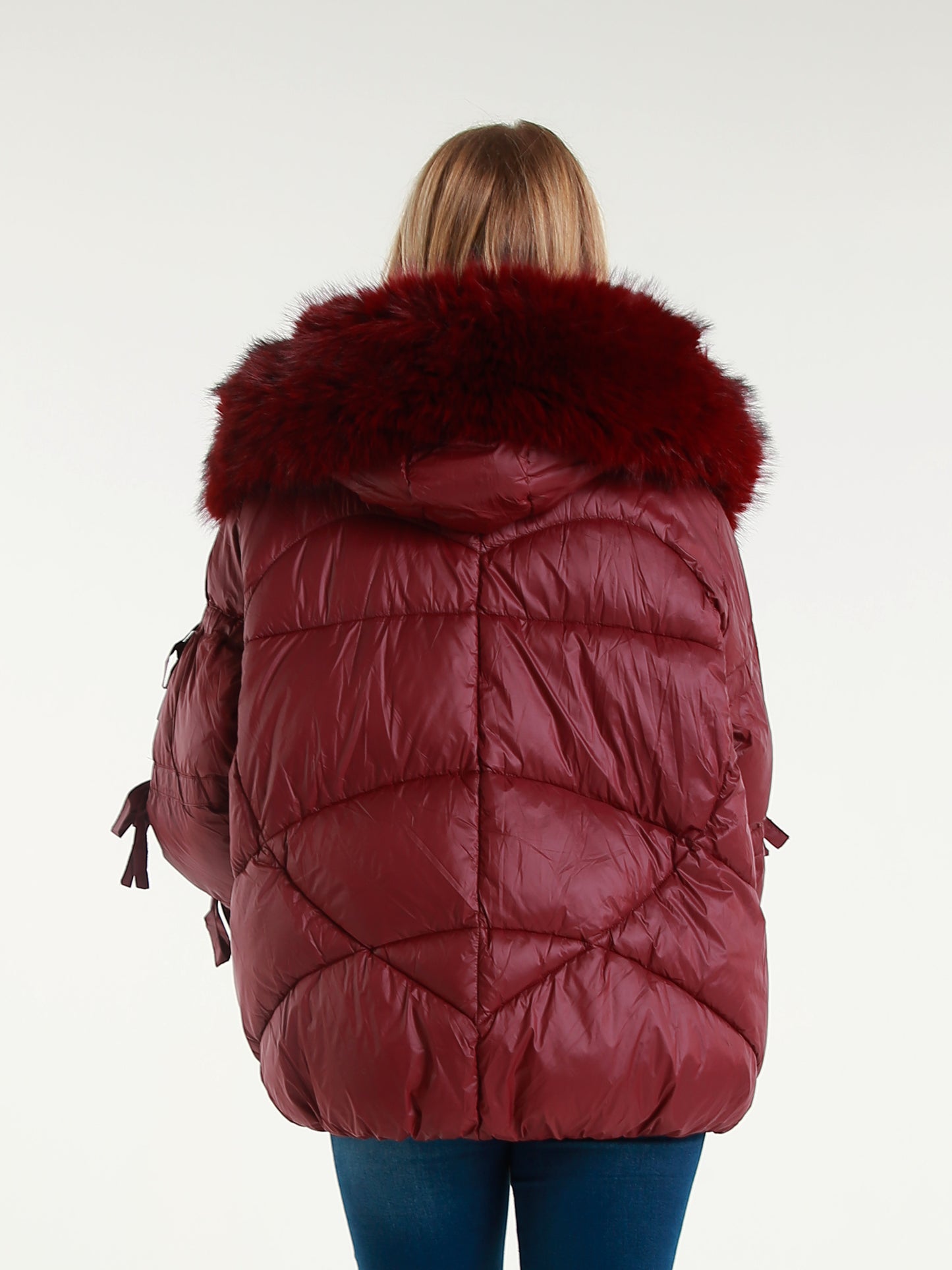 Women's down jacket with maxi faux fur hood