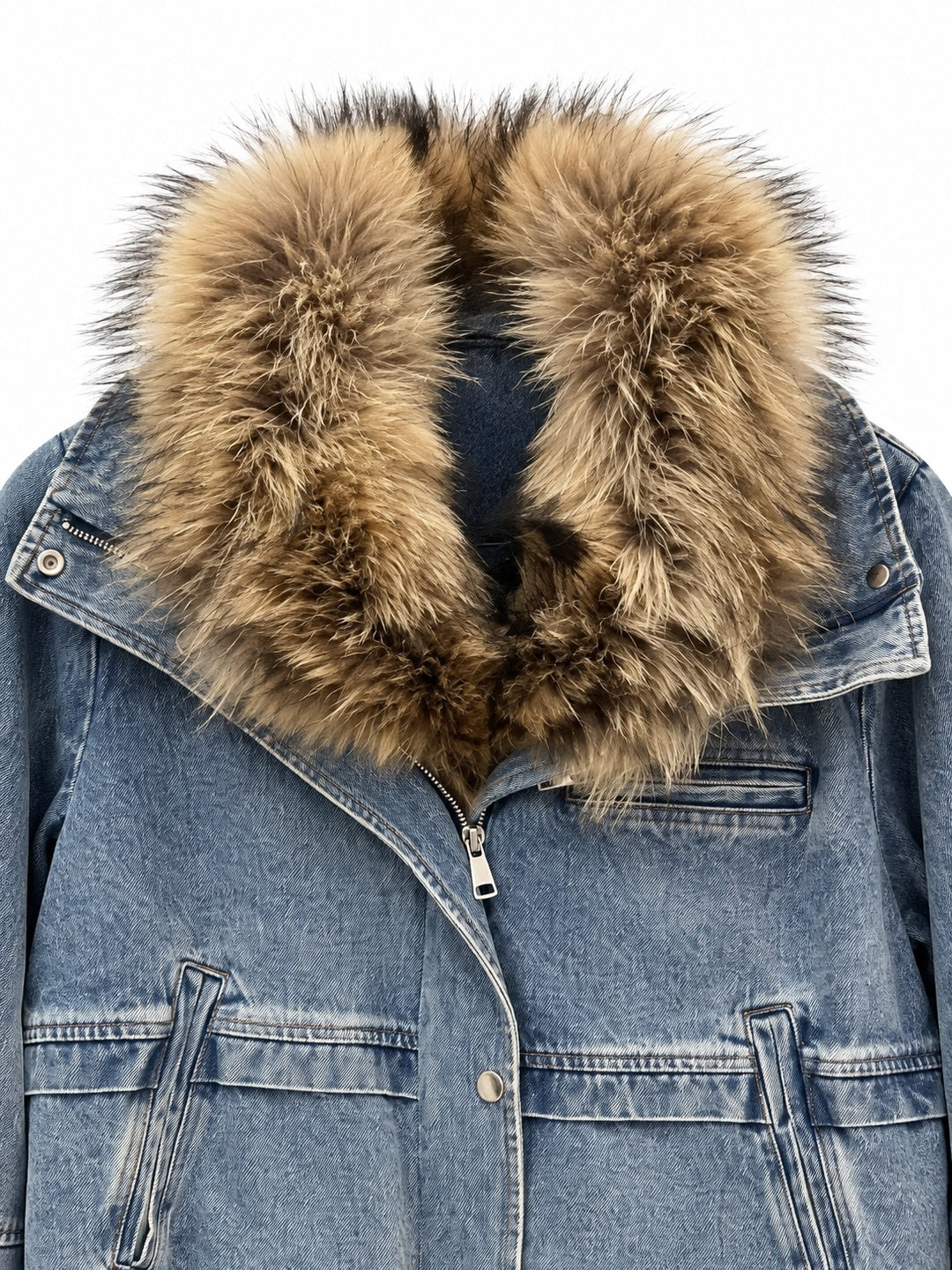 Giacca Donna Capri in Denim e Piuma