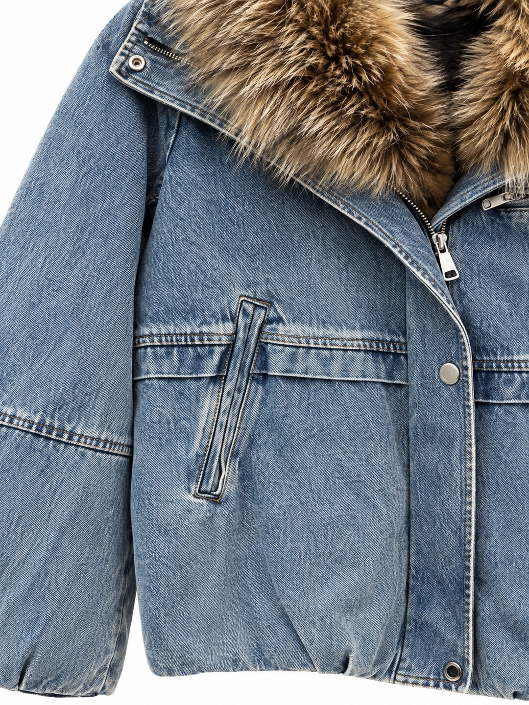 Giacca Donna Capri in Denim e Piuma