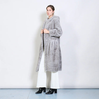 Long Faux Fur Coat with Hood – Warm and Elegant