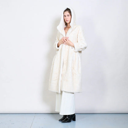 Long Faux Fur Coat with Hood – Warm and Elegant