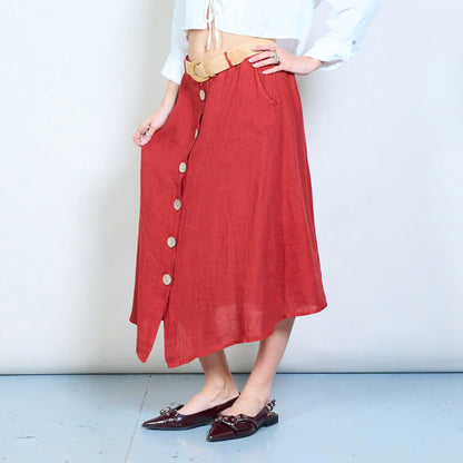 Gonna midi con bottoni frontali e linea svasata