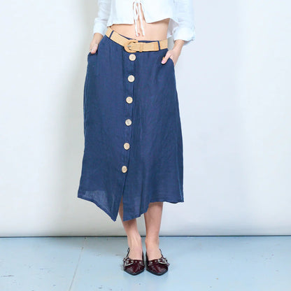 Gonna midi con bottoni frontali e linea svasata