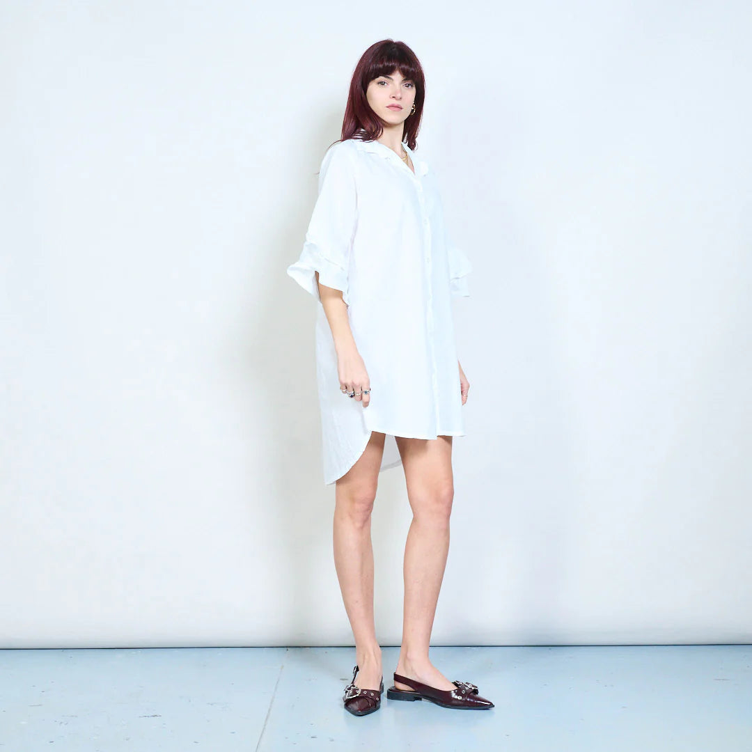 Abito camicia corto con maniche a balza