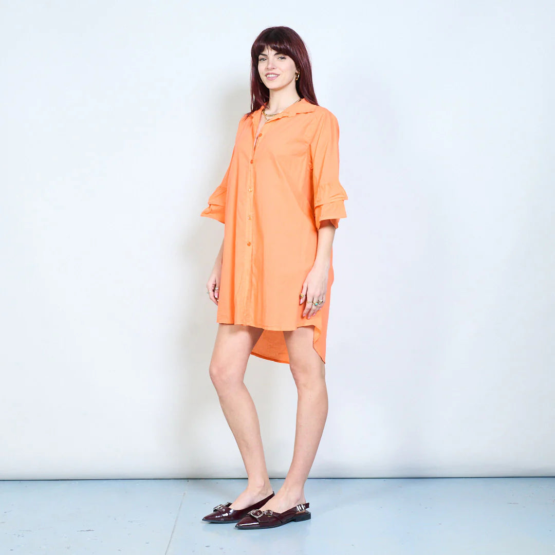 Abito chemisier corto con maniche a balze