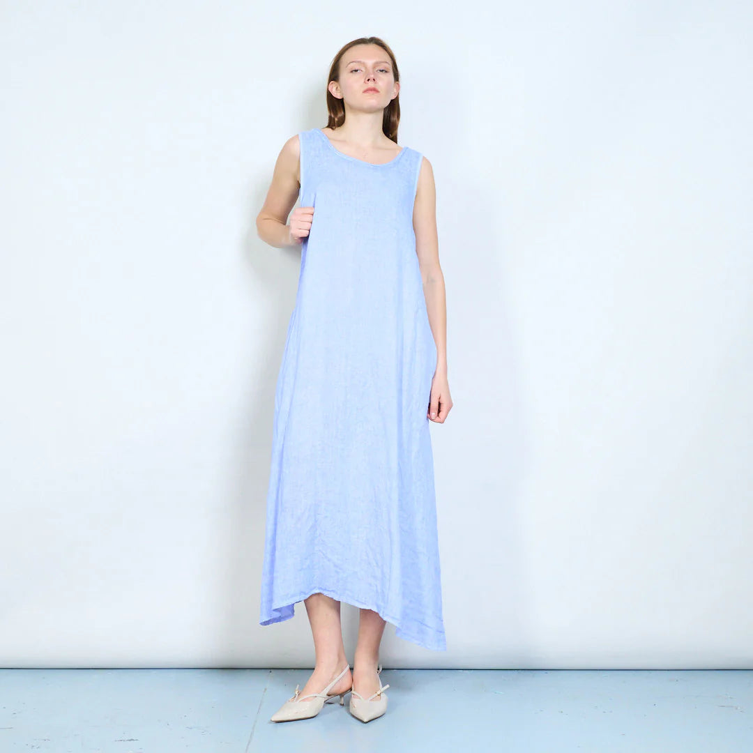 Abito lungo donna senza maniche con linea fluida