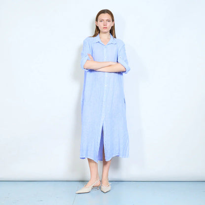 Abito chemisier midi con bottoni e maniche arrotolabili