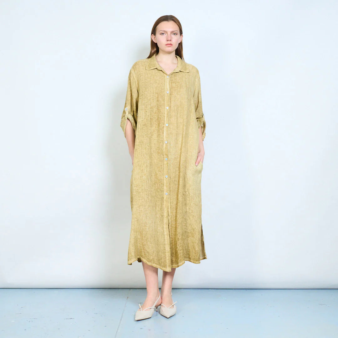 Abito chemisier midi con bottoni e maniche arrotolabili