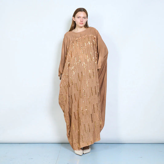 Abito lungo donna con paillettes decorative e vestibilità ampia