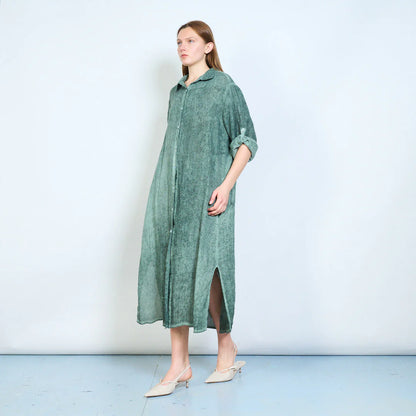 Abito chemisier midi con bottoni e maniche arrotolabili