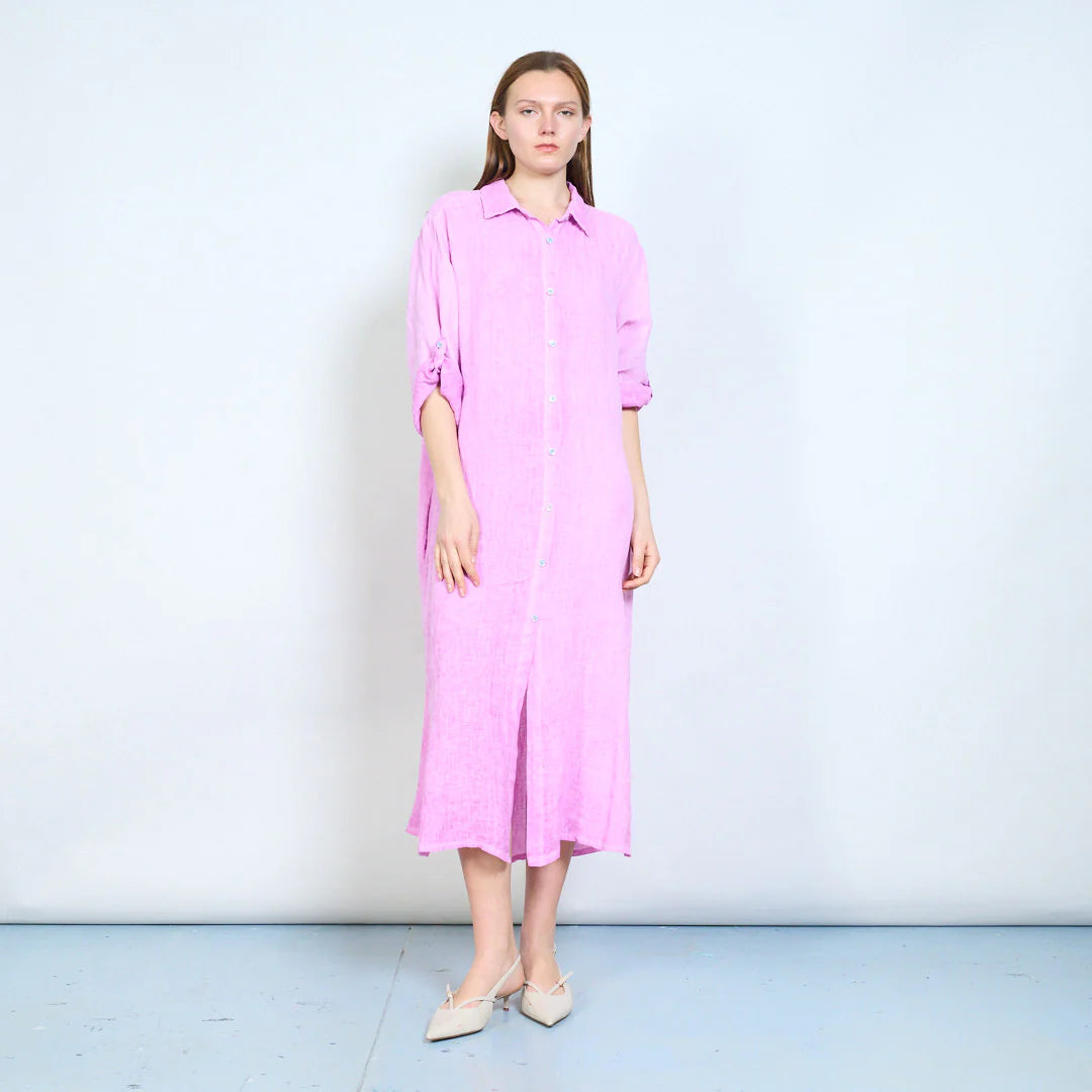 Abito chemisier midi con bottoni e maniche arrotolabili