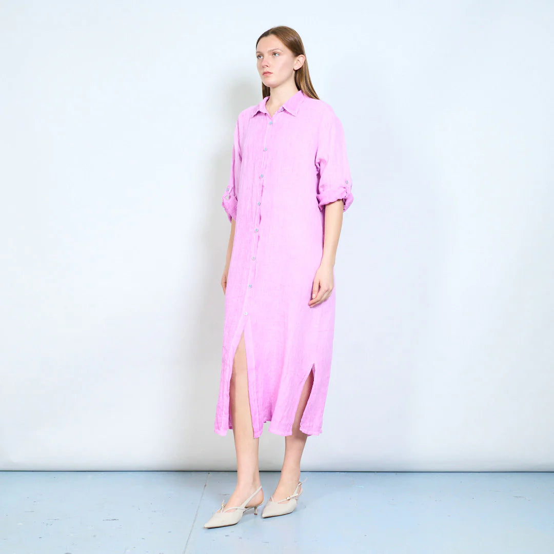 Abito chemisier midi con bottoni e maniche arrotolabili