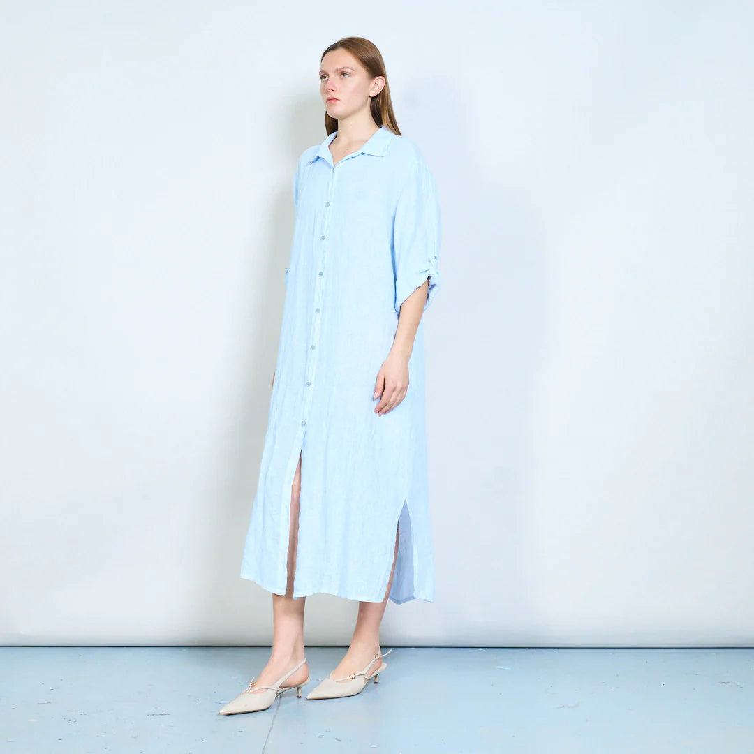 Abito chemisier midi con bottoni e maniche arrotolabili