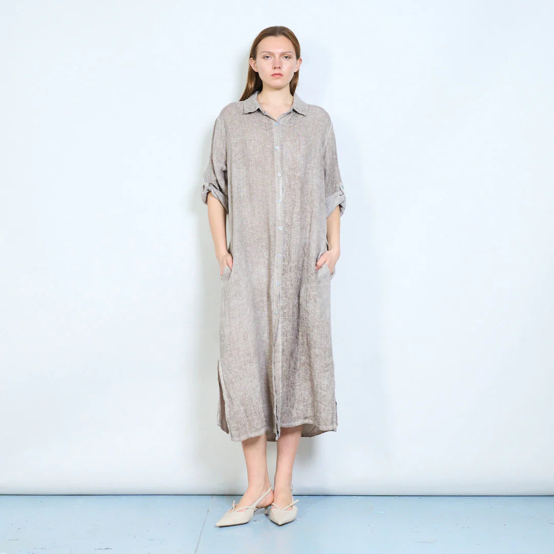 Abito chemisier midi con bottoni e maniche arrotolabili