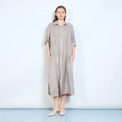 Abito chemisier midi con bottoni e maniche arrotolabili