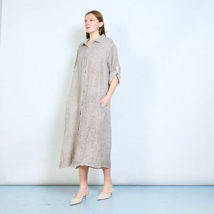 Abito chemisier midi con bottoni e maniche arrotolabili