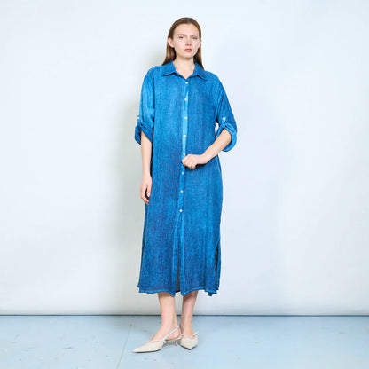 Abito chemisier midi con bottoni e maniche arrotolabili