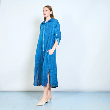 Abito chemisier midi con bottoni e maniche arrotolabili