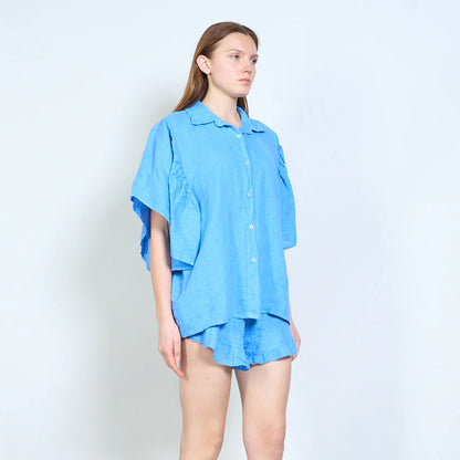 Camicia donna in lino con maniche ampie e taglio morbido