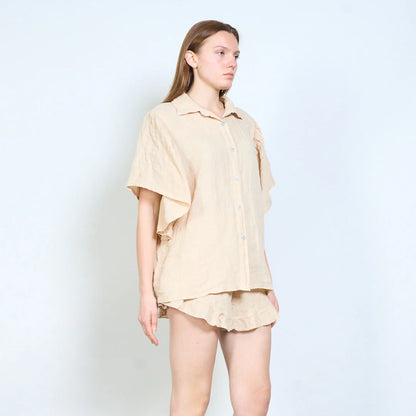 Camicia donna in lino con maniche ampie e taglio morbido