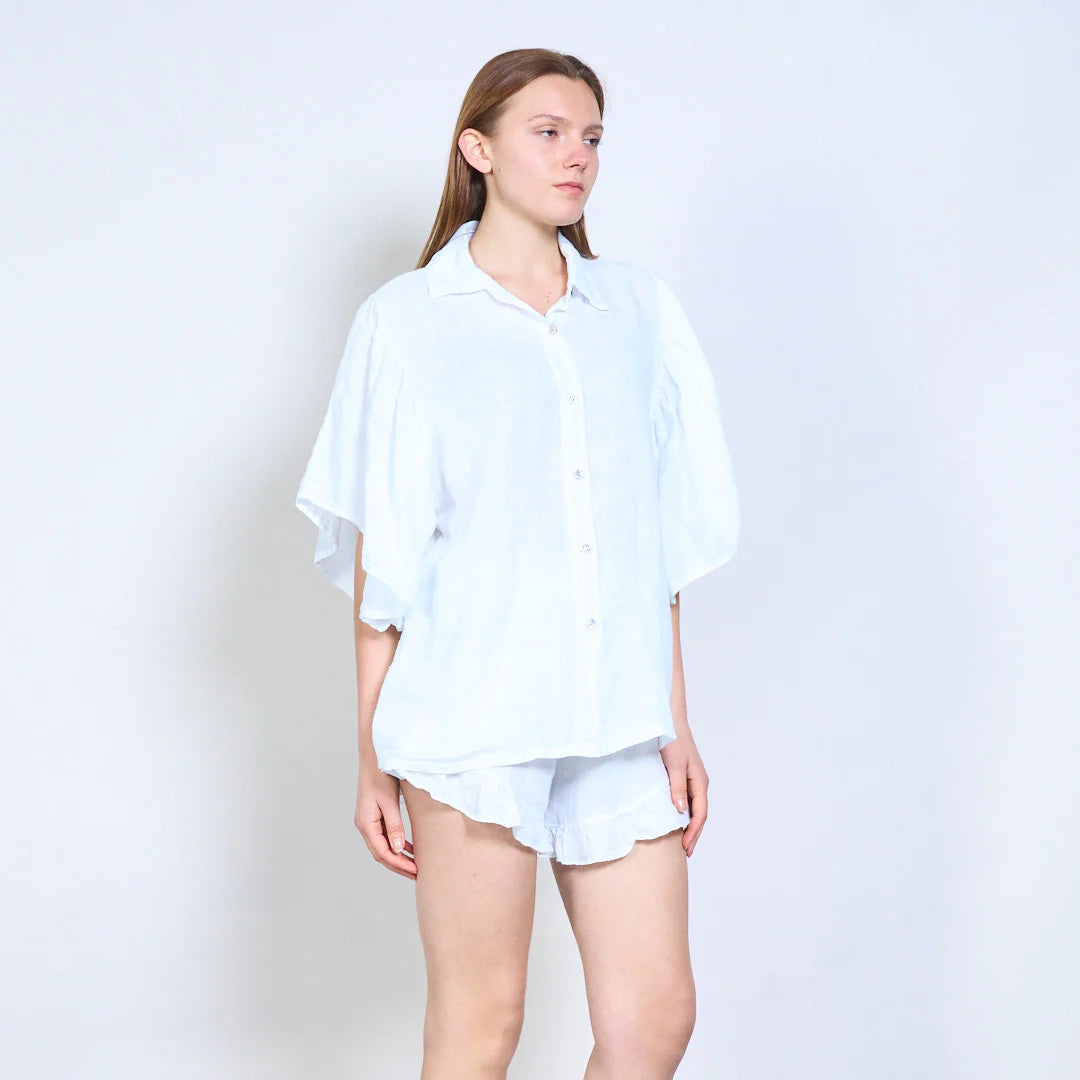 Camicia donna in lino con maniche ampie e taglio morbido