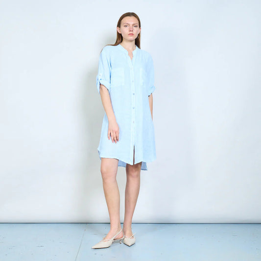 Abito chemisier donna ampio con bottoni e maniche arrotolabili